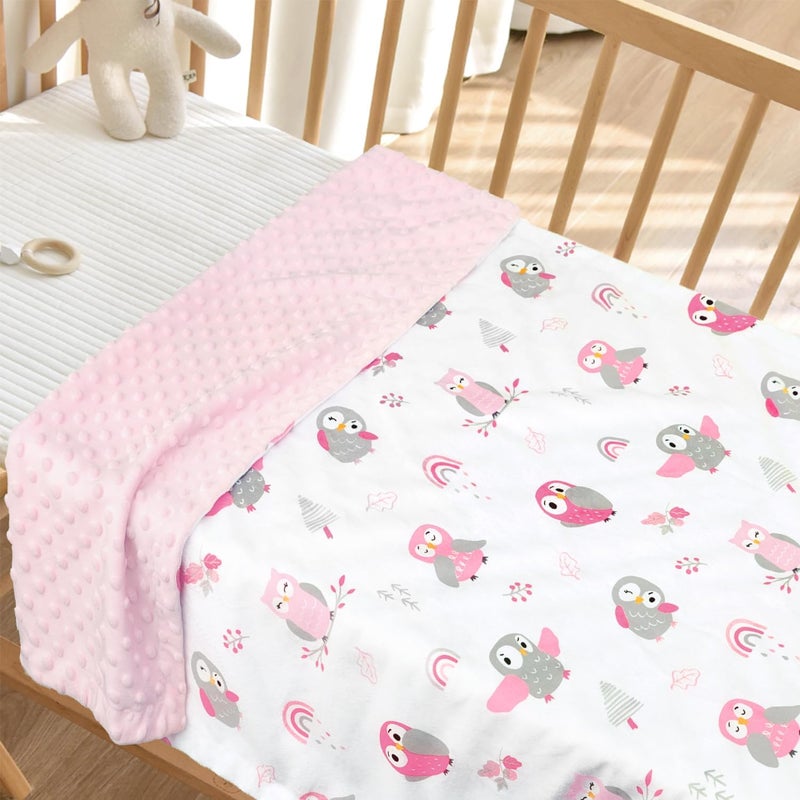 BORITAR Baby Blanket for Boys Girls Soft Plush Minky Fabric with Dotted Backing, Lovely Animal Owl Design Blanket for Toddler Newborn 30 x 40 Inch(75x100cm) - Image 2